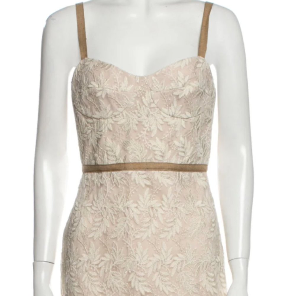 Allen Schwartz, Cream & Gold Midi Dress, Size 2, NWT!